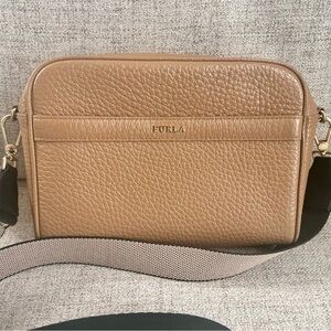 FURLA Avril Grained Leather Camera Bag - Camel/Brown